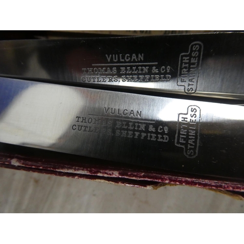 391 - A large lot of boxed vintage cutlery to include Vulcan stainless steel knives, Viners teaspoons and ... 