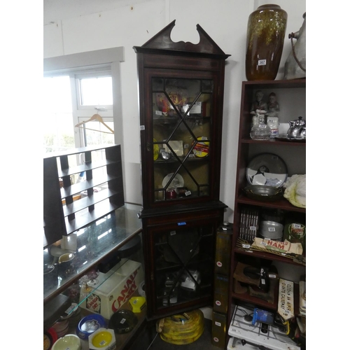 319 - A stunning antique slimline mahogany and inlay corner cabinet with astragal glazed doors.  Approx 61... 