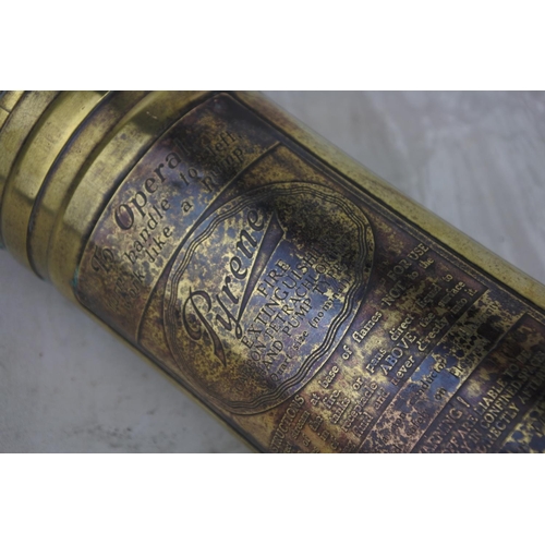 113 - A stunning vintage brass cased Pyrene fire extingusher.