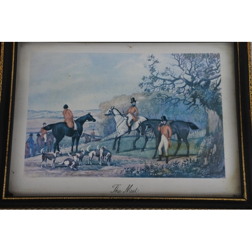 121 - A set of six small hunting scene pictures.  Approx 19x14cm.