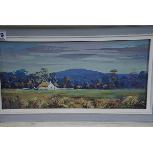 199 - A small early framed oil painting by Irish artist Jack Wilkinson.  Approx 50x28cm.