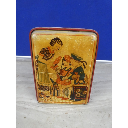 403 - A vintage tin plate money box (a/f).