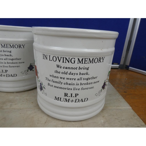 419 - Three In Loving Memory Mum & Dad plant pots.