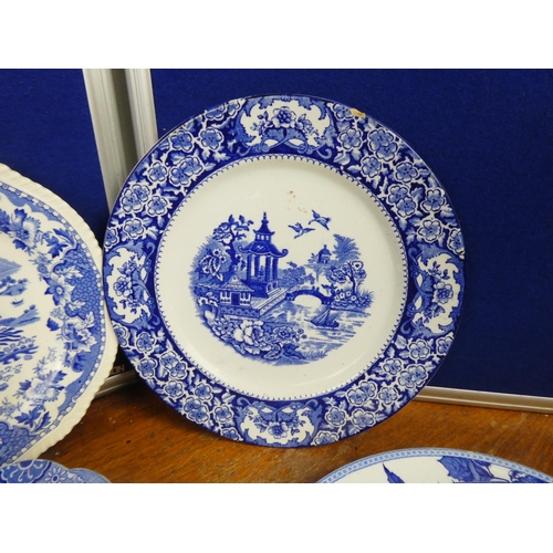 441 - A large collection of blue and white ceramic plates to include Copeland Spode, Alcock's, Seaforth an... 