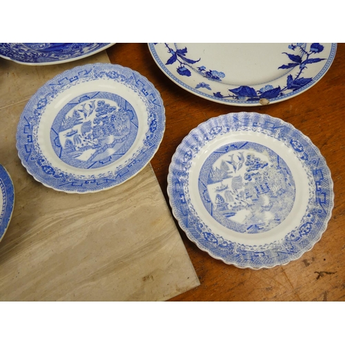 441 - A large collection of blue and white ceramic plates to include Copeland Spode, Alcock's, Seaforth an... 