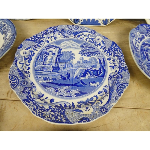 441 - A large collection of blue and white ceramic plates to include Copeland Spode, Alcock's, Seaforth an... 