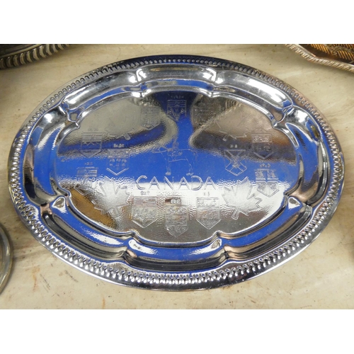 442 - Two silver plated serving trays and a lot of other silver plate ware.