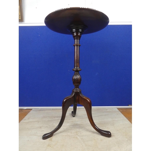 475 - A stunning small mahogany wine table on tripod base.  Approx 49cm.