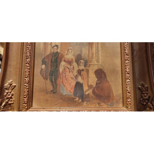 202 - An early gilt framed oil painting signed.  Approx 38x33cm.