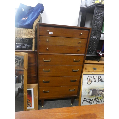 500 - A stunning vintage G Plan tallboy/ chest of seven drawers.  Approx 66x133x41cm.