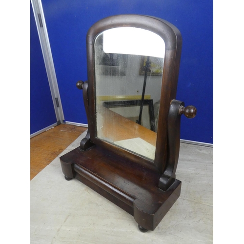 503 - A small antique mahogany dressing table mirror.  Approx 39x49cm.