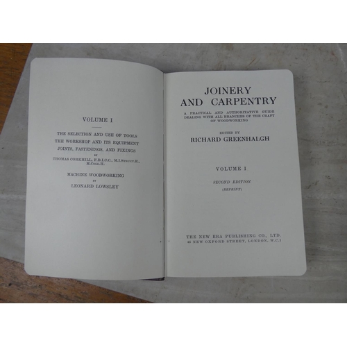 505 - A fantastic complete set of six vintage 1926 leather bound Joinery and Carpentry books.