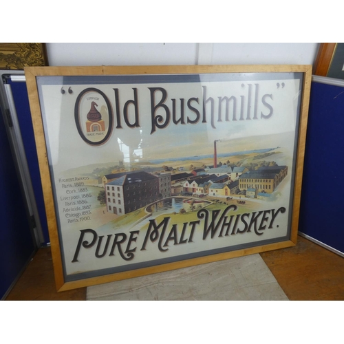 517 - 'An Old Bushmills Whisky' framed poster.  Approx 83x64cm.