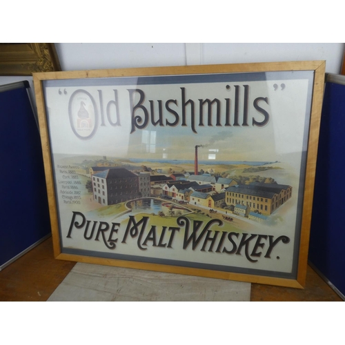 517 - 'An Old Bushmills Whisky' framed poster.  Approx 83x64cm.