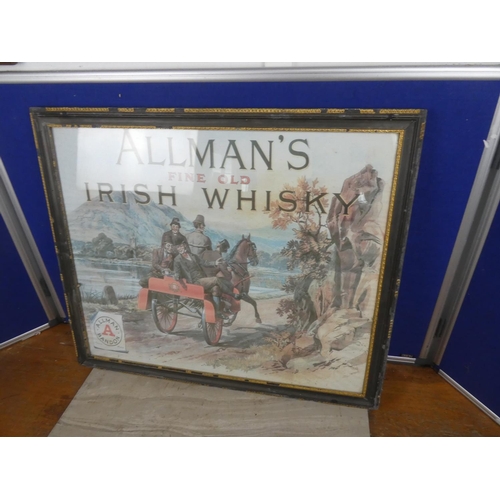 562 - A vintage framed picture 'Allman's Fine Old Irish Whisky'.  Approx 65x53cm.