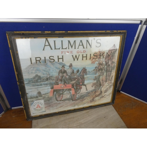 562 - A vintage framed picture 'Allman's Fine Old Irish Whisky'.  Approx 65x53cm.