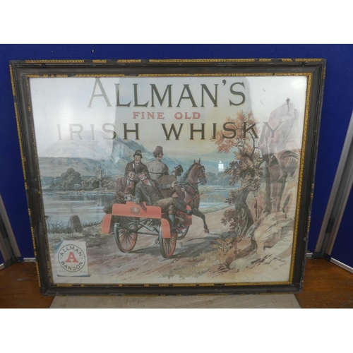 562 - A vintage framed picture 'Allman's Fine Old Irish Whisky'.  Approx 65x53cm.