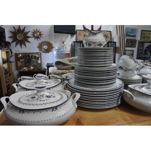 669 - A large collection of Royal Doulton 'Old Colony' coffee set, dinner plates, two lidded tureens, soup... 