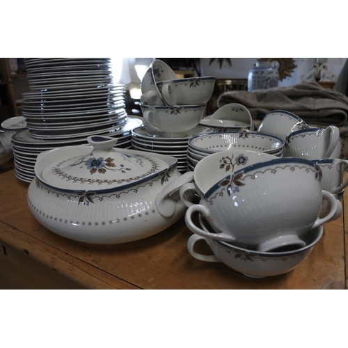 669 - A large collection of Royal Doulton 'Old Colony' coffee set, dinner plates, two lidded tureens, soup... 