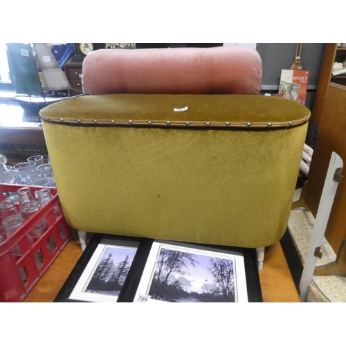 703 - A vintage velvet upholstered ottoman.  Approx 84x54x40cm.