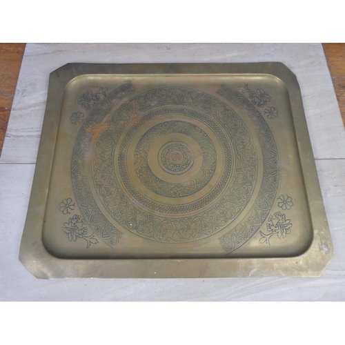 711 - A vintage brass serving tray.  Approx 38x46cm.