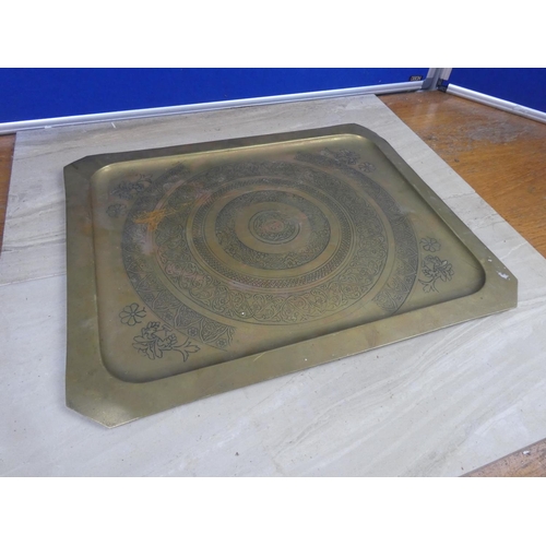 711 - A vintage brass serving tray.  Approx 38x46cm.