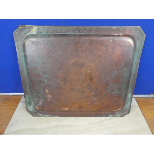 711 - A vintage brass serving tray.  Approx 38x46cm.