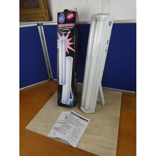 734 - A boxed Home Valet rechargeable twin fluorescent lantern.