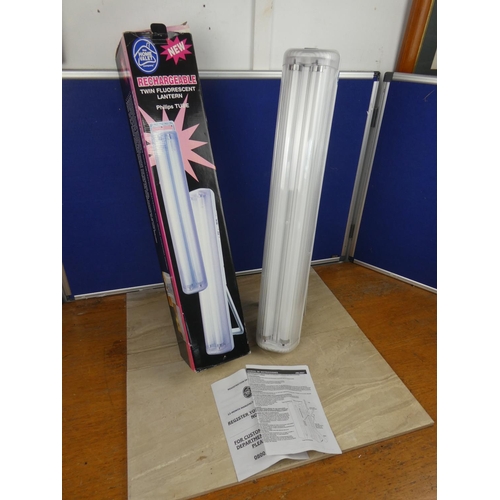 734 - A boxed Home Valet rechargeable twin fluorescent lantern.