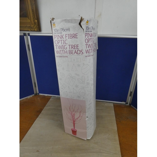 753 - A boxed pink fibre optic twig tree.  Approx 76cm.