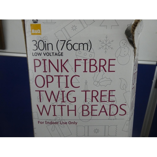 753 - A boxed pink fibre optic twig tree.  Approx 76cm.