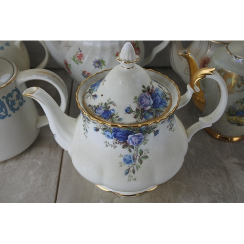 761 - A collection of teapots to include Royal Albert, James Sadler and more.