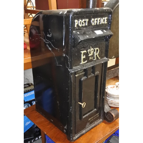 773 - An antique style post box with key.  Approx 25x60x36cm.