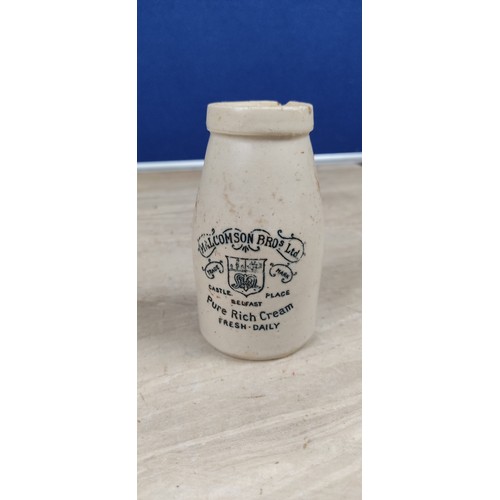 676 - An antique Malcolmson Bros Ltd - Castle Place Belfast stoneware cream pot.