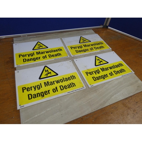 315 - Four plastic 'Danger of Death' signs.
