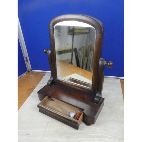 503 - A small antique mahogany dressing table mirror.  Approx 39x49cm.