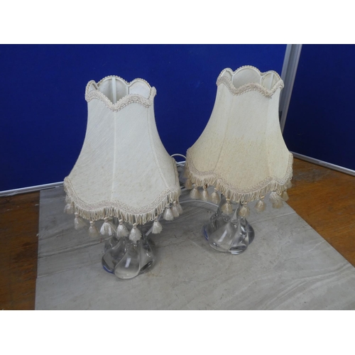 504 - A stunning pair of vintage glass twisted base table lamps.  Approx 37cm.