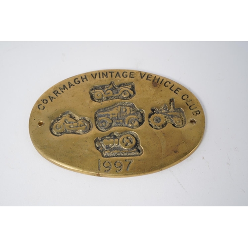 17 - A Co Armagh Vintage Vehicle Club - 1997' brass plaque, 11cm x 8cm.