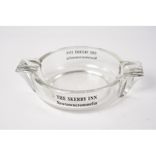 36 - A vintage 'The Skerry Inn, Newtowncrommelin' glass ashtray.