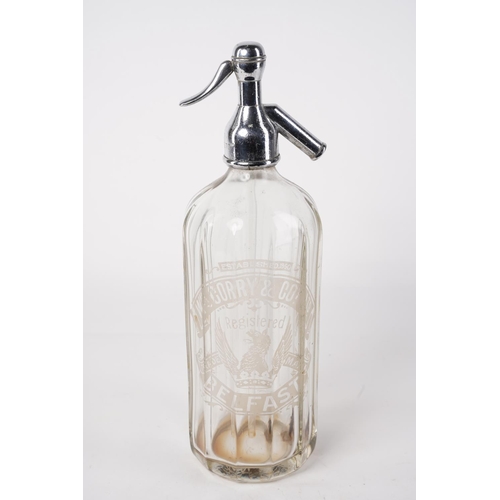 69 - A stunning antique Wm Corry & Co Ltd, Belfast glass soda syphon, measuring 30cm.