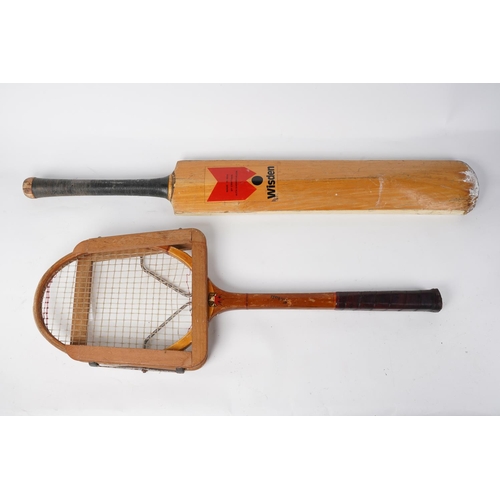 7 - A Wisden cricket bat and a vintage S S Moore, Belfast tennis racket and frame.