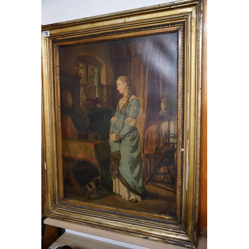 78 - A large stunning antique framed print 'Deep in Thought', measuring 93cm x 74cm.