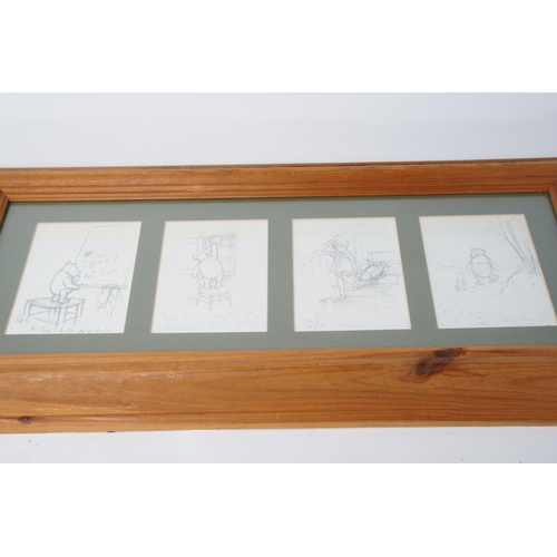 98 - A pine framed set of four prints  of Winne the Pooh, measuring 69cm x 35cm.