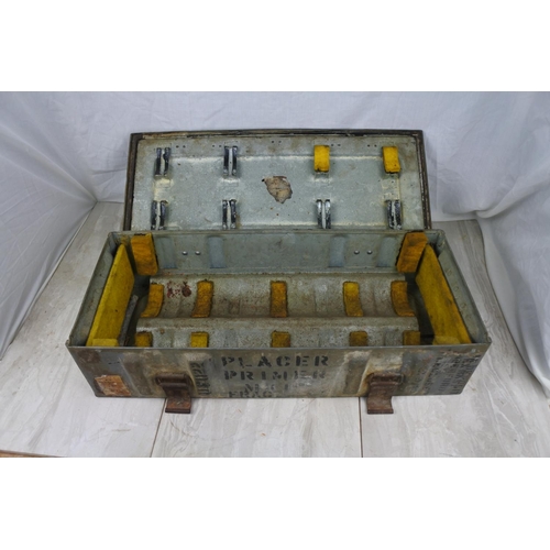 106 - A vintage ammunition crate, measuring 58 x 25 x 44cm.