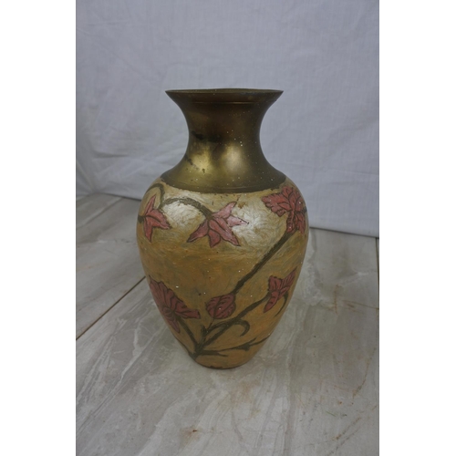 112 - A brass and painted vase, approx 24cm in height.