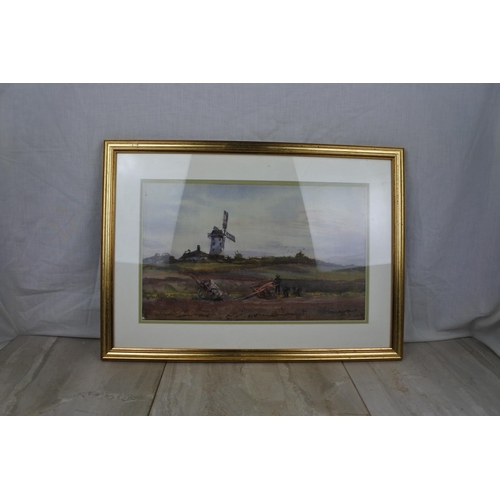 113 - A stunning antique gilt framed pastel drawing of a windmill scene, signed Weir, dated 1900. Approx 5... 