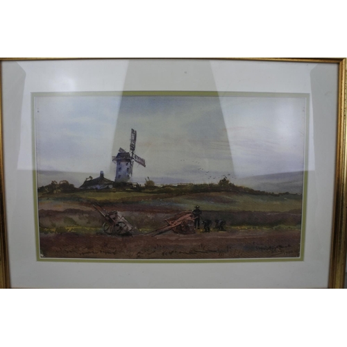 113 - A stunning antique gilt framed pastel drawing of a windmill scene, signed Weir, dated 1900. Approx 5... 