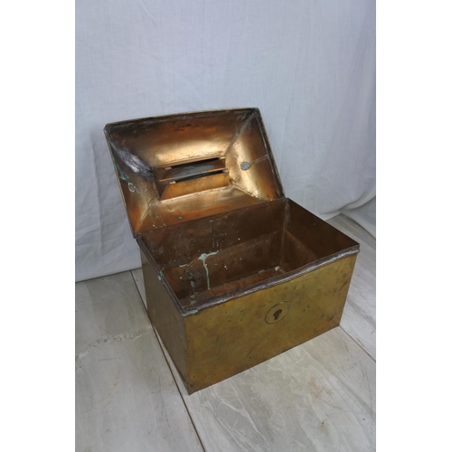 122 - A stunning antique brass 'Ballot Box', Approx 30x25x19cm.