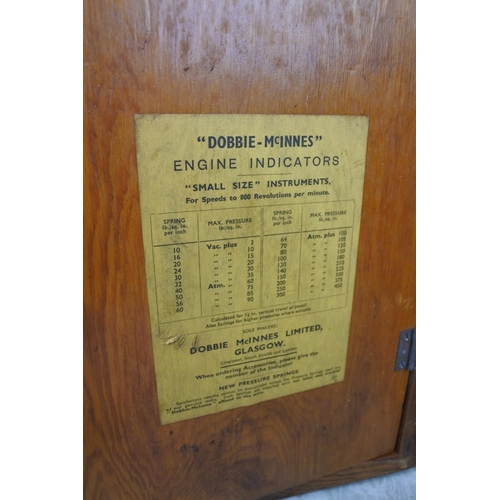 126 - An antique wooden cased Dobbie McInnes Ltd engineering 'engine indicators', Approx 30x20x22cm.