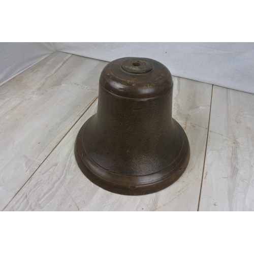 127 - A stunning large heavy bronze ships bell 'HMS Resolution dated 1967', ( missing clapper). Approx 24c... 